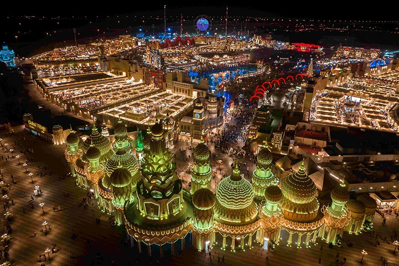 Global Village in Dubai at night